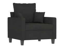 Sillón con reposapiés Tela Negro 60 cm