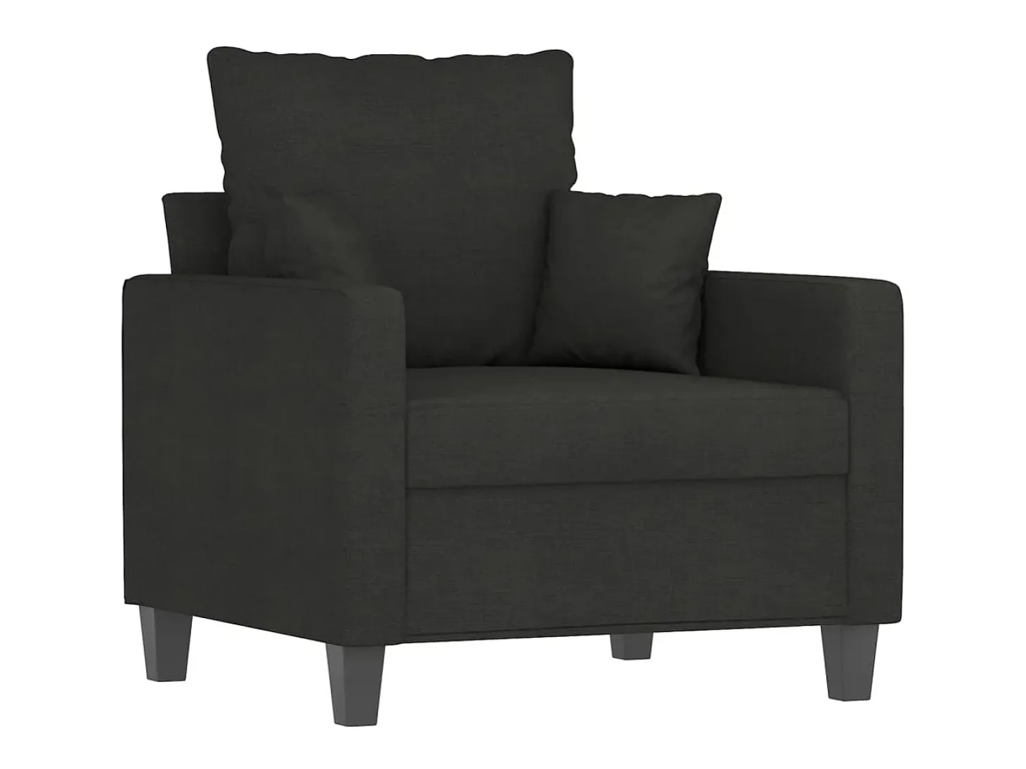 Sillón con reposapiés Tela Negro 60 cm