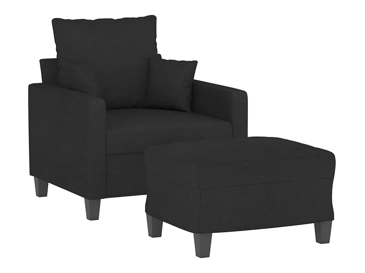 Sillón con reposapiés Tela Negro 60 cm