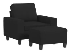 Sillón con reposapiés Tela Negro 60 cm