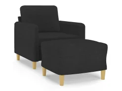 Sillón con reposapiés Tela Negro 60 cm