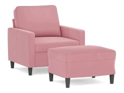 Sillón con reposapiés Terciopelo Rosa 60 cm