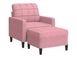 Sillón con reposapiés Terciopelo Rosa 60 cm