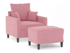 Sillón con reposapiés Terciopelo Rosa 60 cm