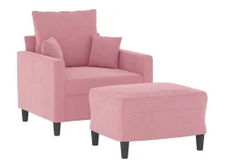 Sillón con reposapiés Terciopelo Rosa 60 cm
