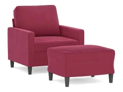 Sillón con reposapiés Terciopelo rojo burdeos 60 cm