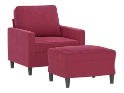 Sillón con reposapiés Terciopelo rojo burdeos 60 cm