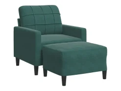 Sillón con reposapiés Verde oscuro 60 cm Terciopelo