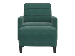 Sillón con reposapiés Verde oscuro 60 cm Terciopelo