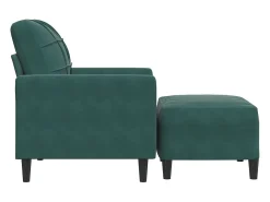 Sillón con reposapiés Verde oscuro 60 cm Terciopelo