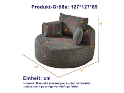 Sillón con soporte lumbar y reposacabezas, tapizado en tela de chenilla gris.