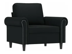 Sillón con taburete cuero sintético negro 60 cm