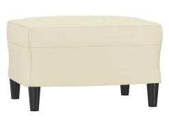 Sillón con taburete cuero sintético color crema 60 cm