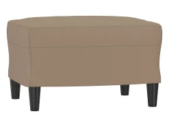 Sillón con taburete cuero sintético color capuchino 60 cm