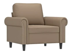 Sillón con taburete cuero sintético color capuchino 60 cm