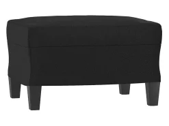Sillón con taburete cuero sintético negro 60 cm