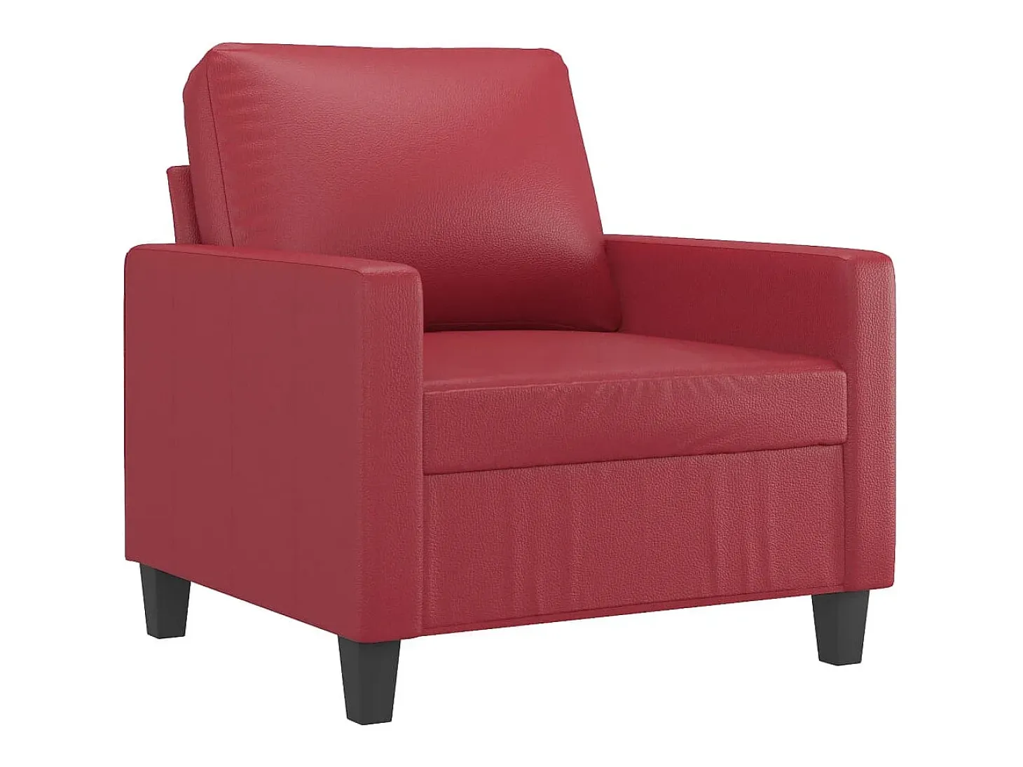 Sillón con taburete cuero sintético rojo tinto 60 cm
