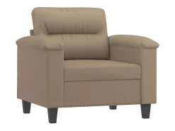 Sillón con taburete cuero sintético color capuchino 60 cm