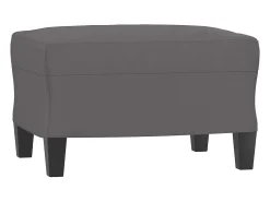 Sillón con taburete cuero sintético gris 60 cm