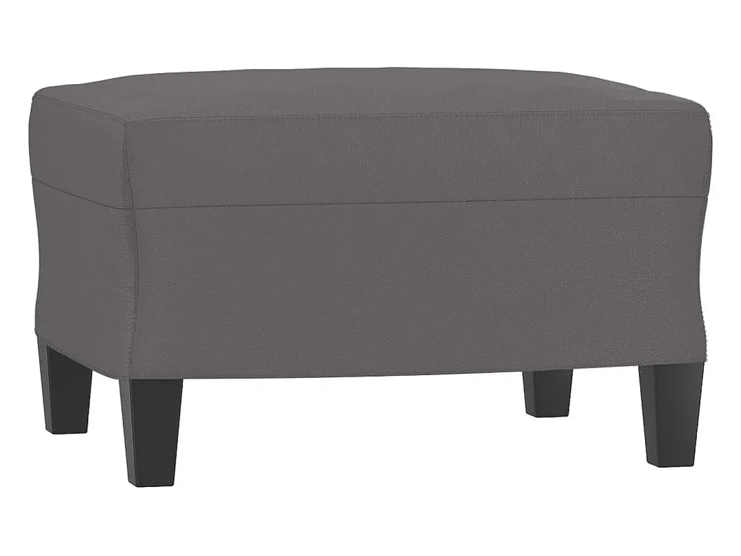 Sillón con taburete cuero sintético gris 60 cm