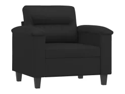 Sillón con taburete cuero sintético negro 60 cm