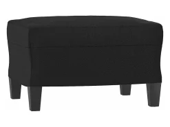 Sillón con taburete cuero sintético negro 60 cm