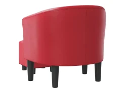 Sillón con taburete cuero sintético rojo