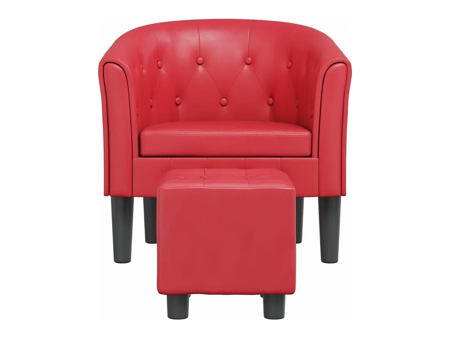 Sillón con taburete cuero sintético rojo
