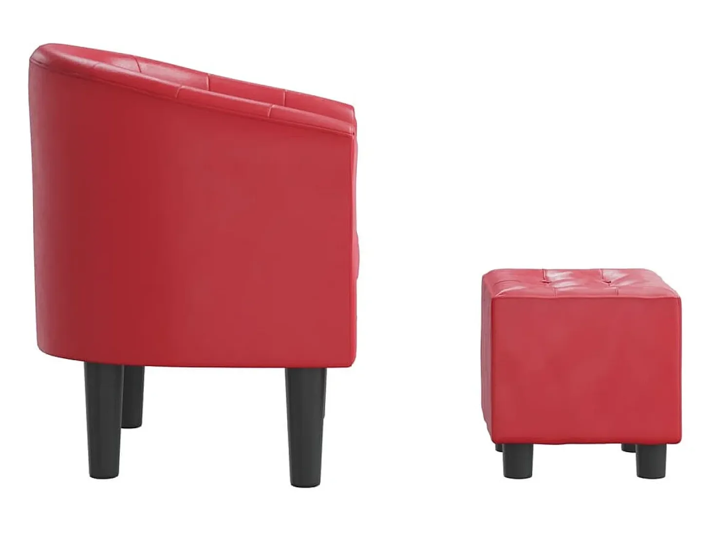 Sillón con taburete cuero sintético rojo