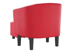 Sillón con taburete cuero sintético rojo