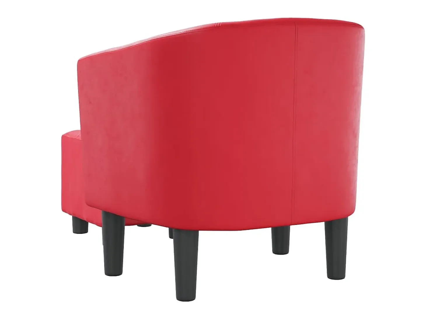 Sillón con taburete cuero sintético rojo