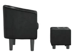 Sillón con taburete cuero sintético negro