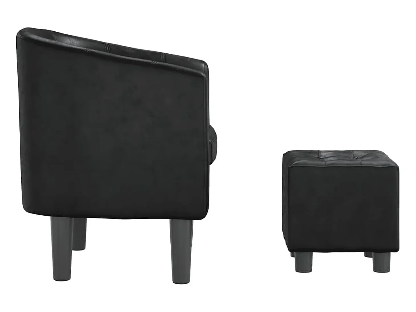 Sillón con taburete cuero sintético negro