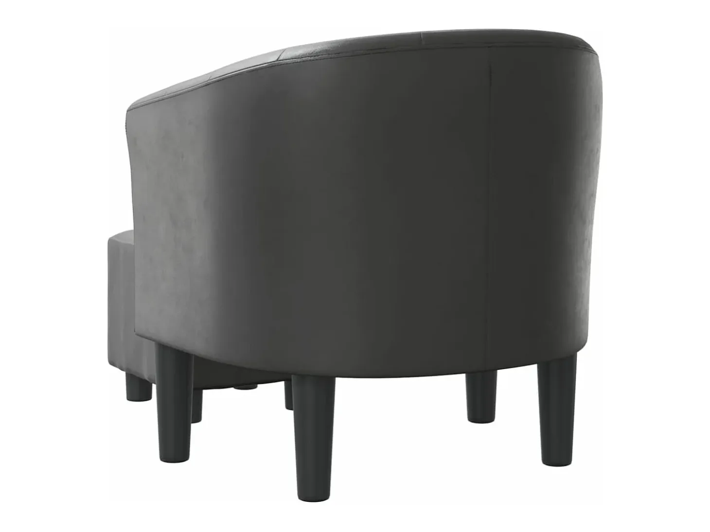 Sillón con taburete cuero sintético gris