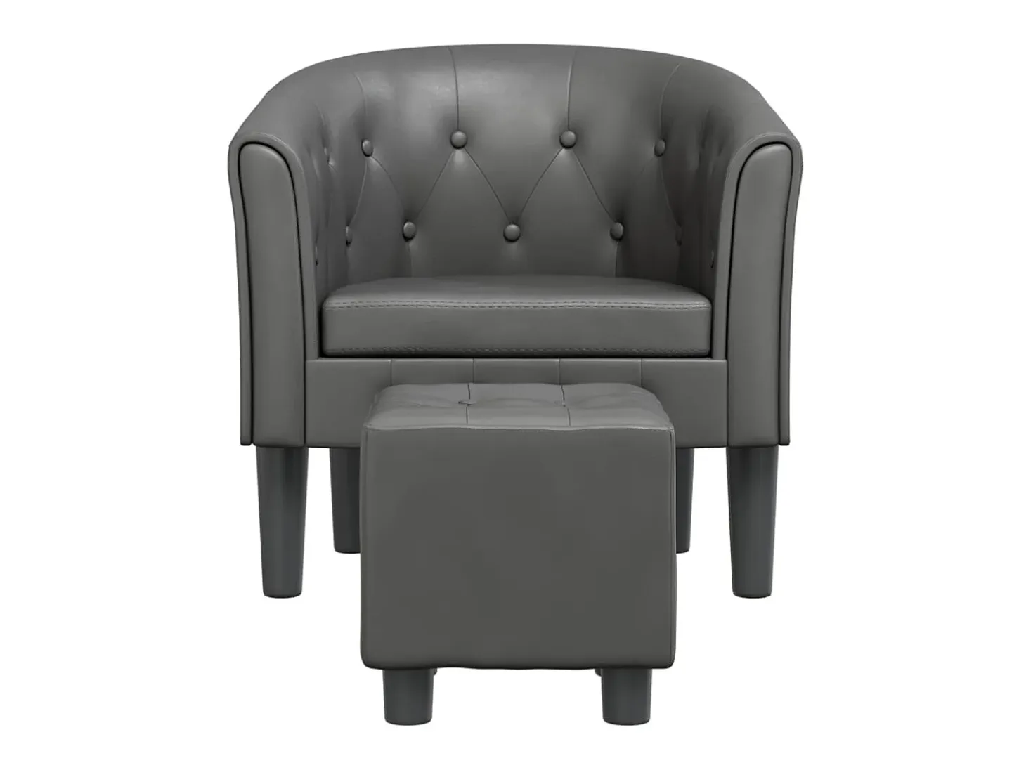 Sillón con taburete cuero sintético gris ES46698
