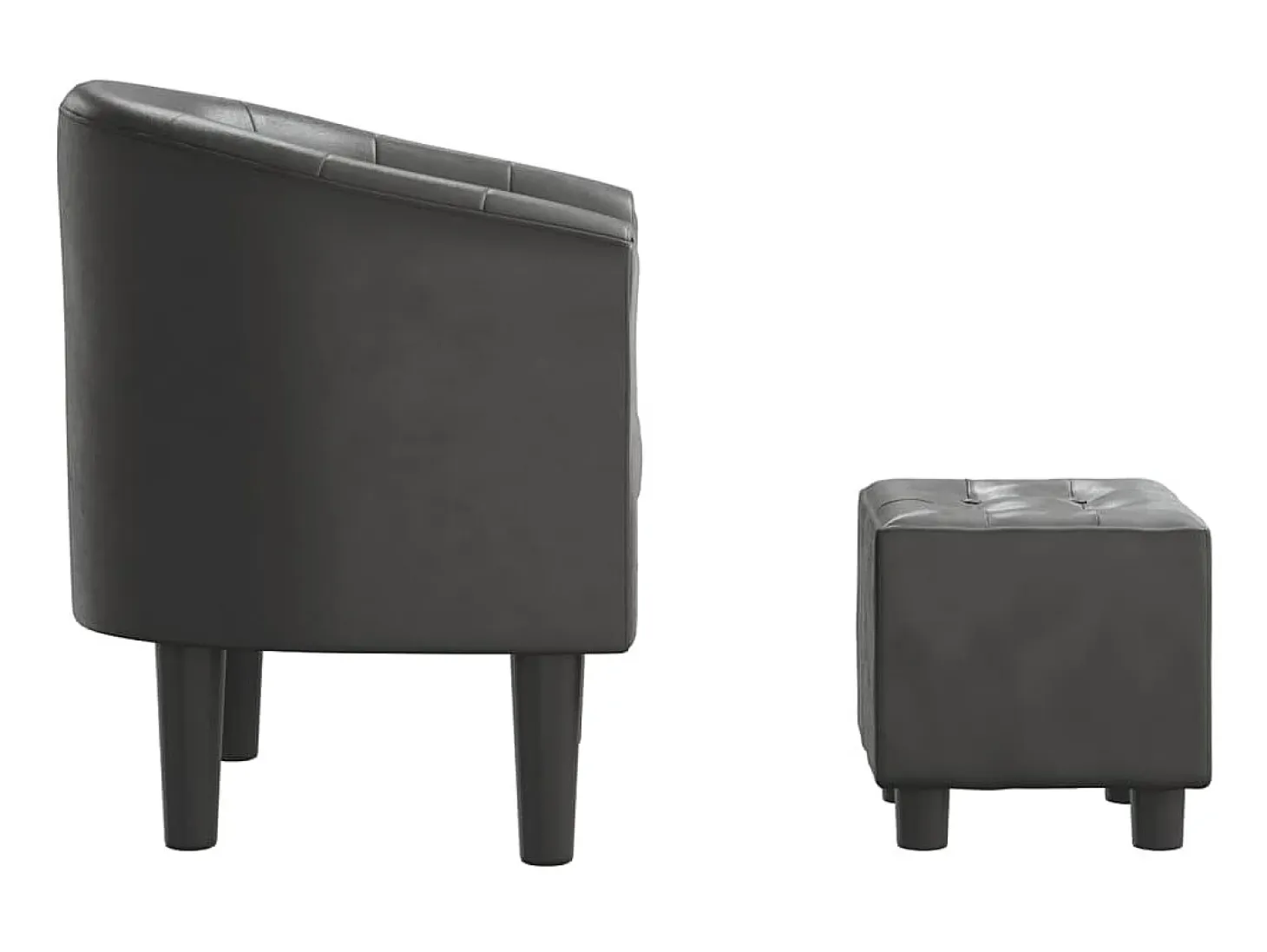 Sillón con taburete cuero sintético gris ES46698