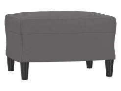 Sillón con taburete cuero sintético gris 60 cm
