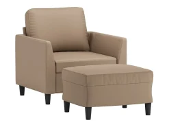 Sillón con taburete cuero sintético color capuchino 60 cm
