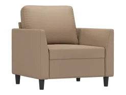 Sillón con taburete cuero sintético color capuchino 60 cm