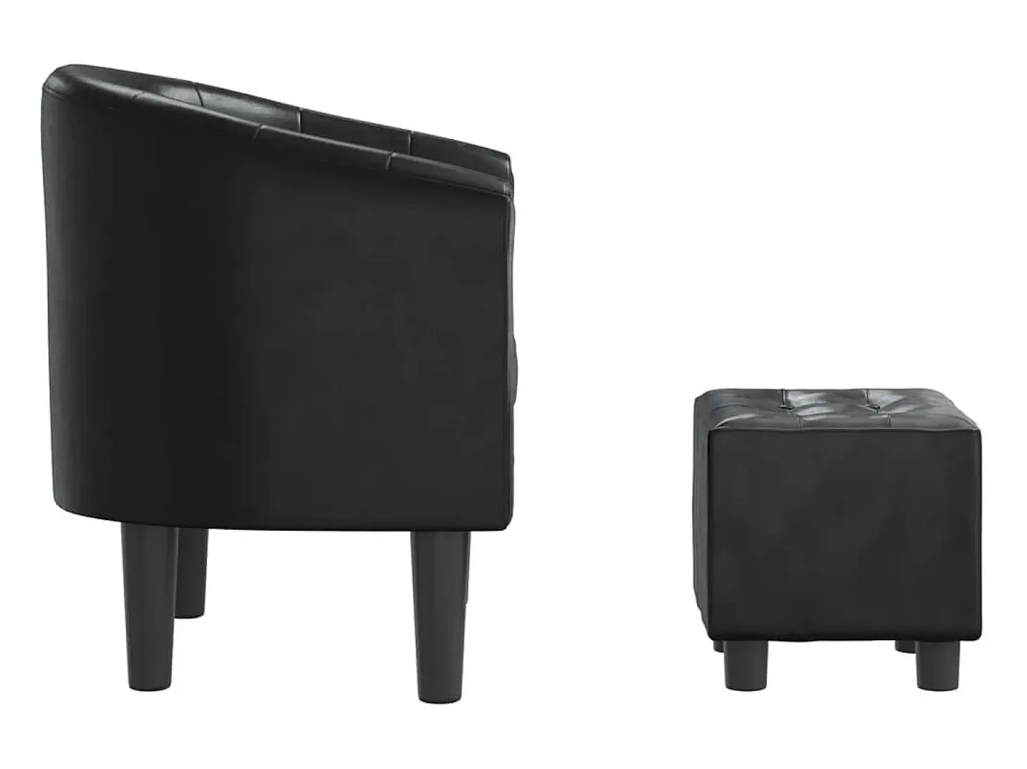 Sillón con taburete cuero sintético negro