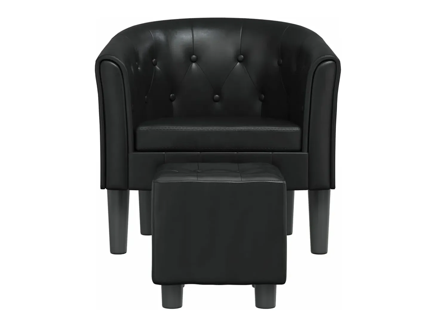 Sillón con taburete cuero sintético negro