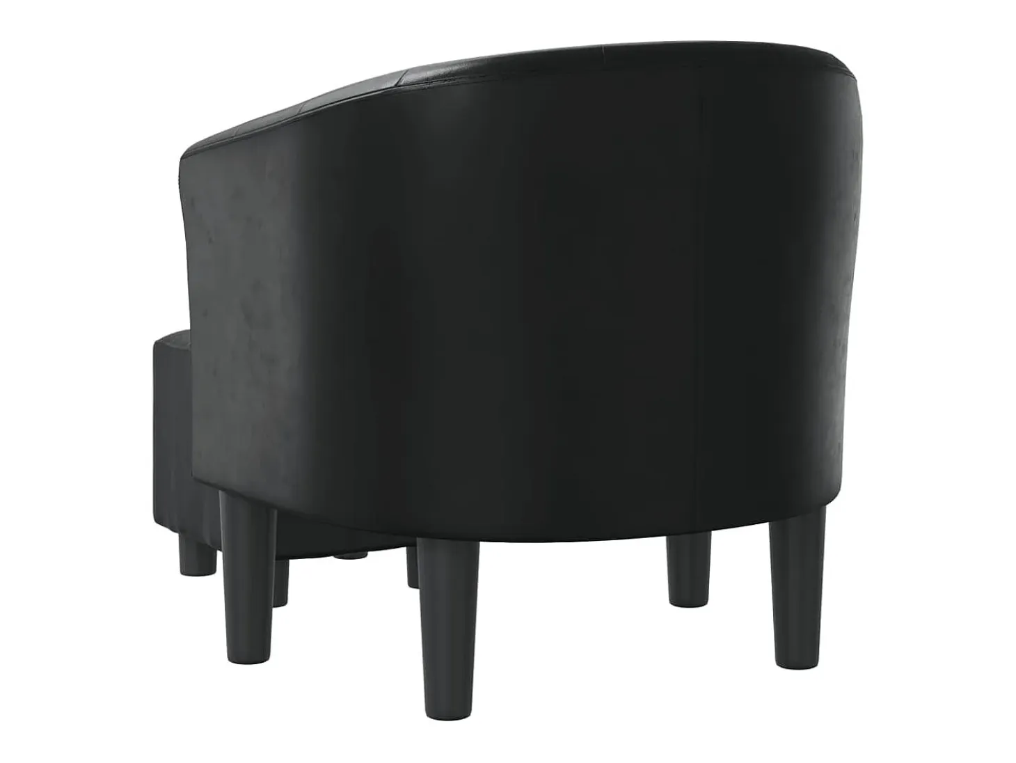 Sillón con taburete cuero sintético negro