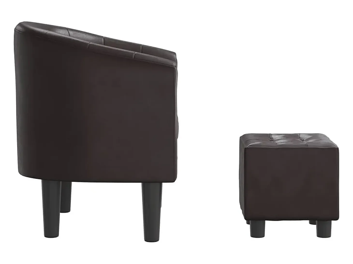 Sillón con taburete cuero sintético marrón