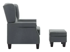 Sillón con taburete reposapiés tela gris claro