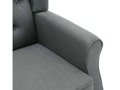 Sillón con taburete reposapiés tela gris claro