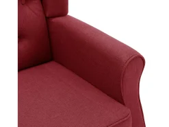 Sillón con taburete reposapiés de tela rojo tinto