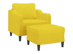 Sillón con taburete tela amarillo claro 60 cm