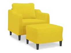 Sillón con taburete tela amarillo claro 60 cm
