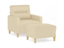 Sillón con taburete tela crema 60 cm ES327129