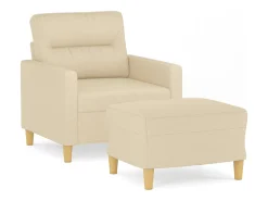 Sillón con taburete tela crema 60 cm